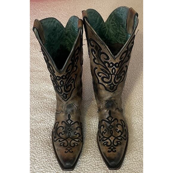 Corral Mens Cowboy Western Boots Brown Embroidered Leather 10M main image 8